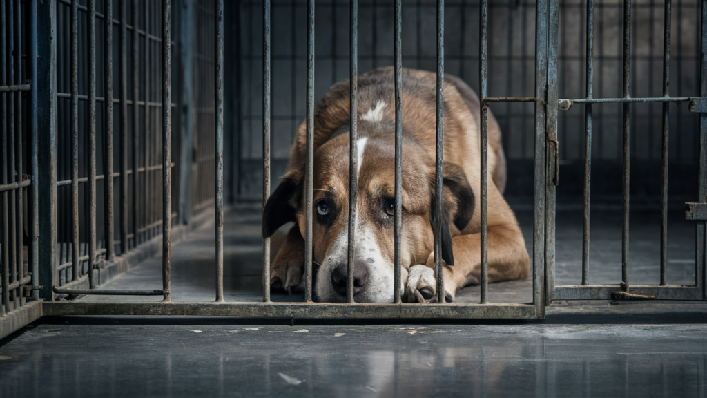 Paws Of Purpose - Dog In A Cage - Picture Of A Dog In A Cage - PawsOfPurpose.com