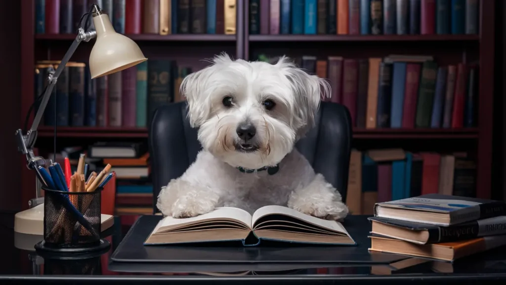 Paws Of Purpose - Great Pet Books - Picture Of Dog Reading A Book - PawsOfPurpose.com